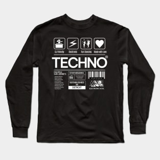 TECHNO  - Product Label (White) Long Sleeve T-Shirt